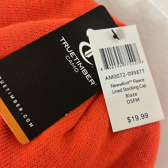 Truetimber Camo NWT OS Fleece lined stocking cap bright orange - Picture 5 of 6